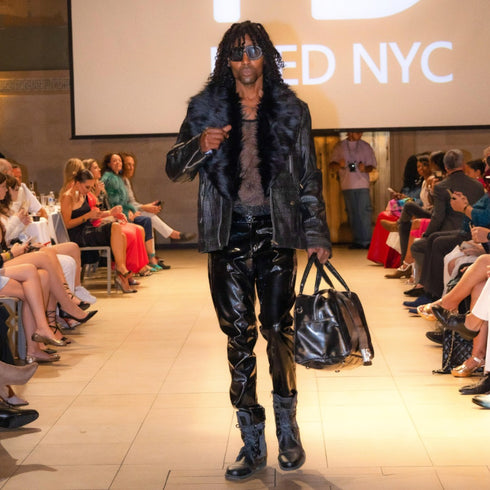 HEED NYC Men's Signature Embossed Leather Moto Jacket