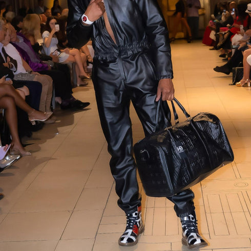 HEED NYC Men's Black Leather Jumpsuit