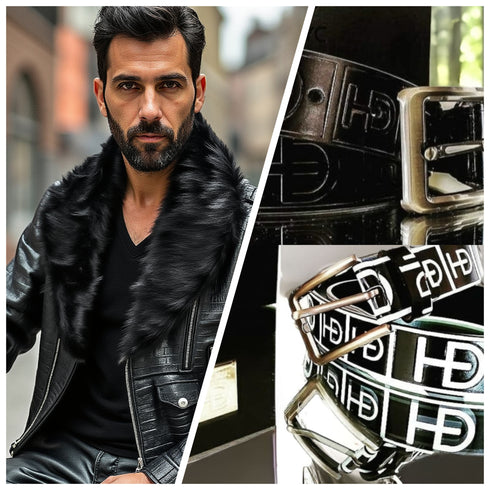 VIP - Embossed Moto Jacket & Free B&W Belt Bundle