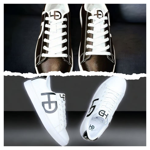 VIP - Mens Classic B&W Sneaker & Mens White & Black Sneaker 50% OFF Bundle