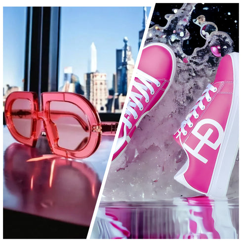 Vibe Melograno Eywear and Women's Pink & White Sneaker Bundle