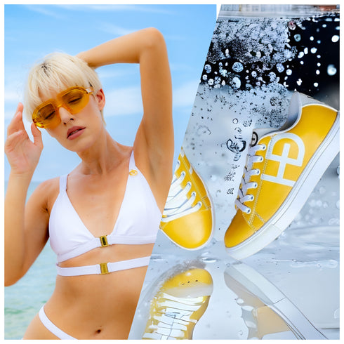 Vibe Melone Eyewear and Women's Cab Yellow Sneaker Bundle