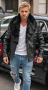 HEED NYC Men's Signature Embossed Leather Moto Jacket