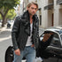 HEED NYC Men's Signature Embossed Leather Moto Jacket