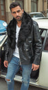 HEED NYC Men's Signature Embossed Leather Moto Jacket