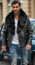 HEED NYC Men's Signature Embossed Leather Moto Jacket