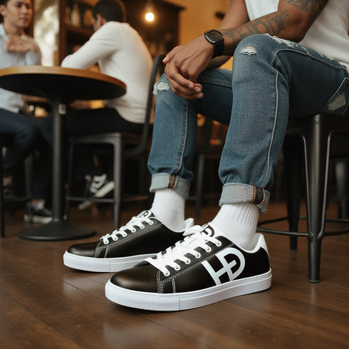 HEED NYC Men's Classic Black & White Vegan Leather Sneaker