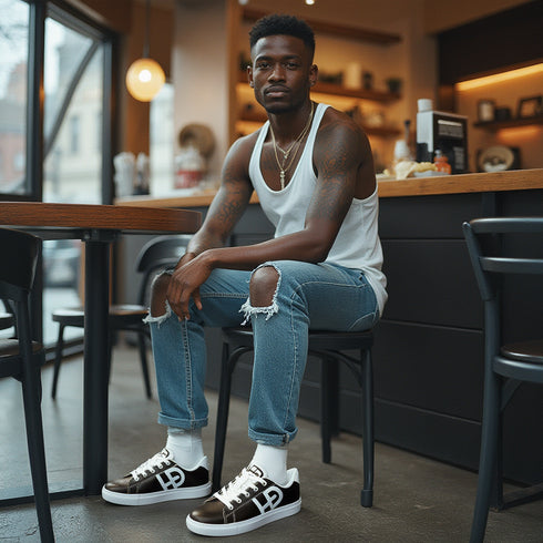 HEED NYC Men's Classic Black & White Vegan Leather Sneaker