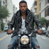 HEED NYC Men's Signature Embossed Leather Moto Jacket