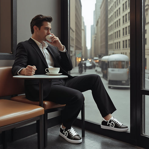 HEED NYC Men's Classic Black & White Vegan Leather Sneaker