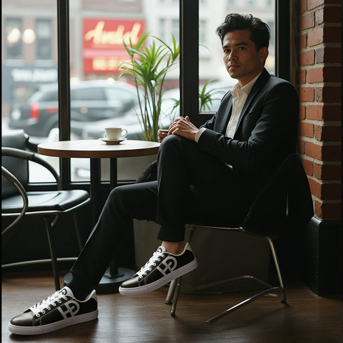 HEED NYC Men's Classic Black & White Vegan Leather Sneaker