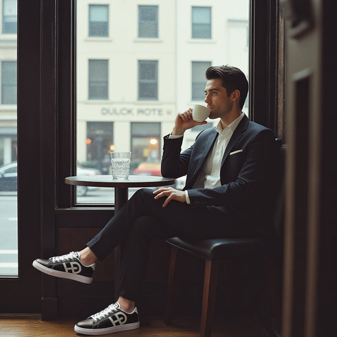 HEED NYC Men's Classic Black & White Vegan Leather Sneaker