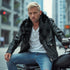 HEED NYC Men's Signature Embossed Leather Moto Jacket