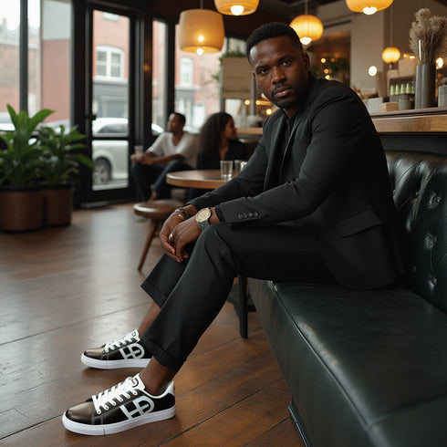 HEED NYC Men's Classic Black & White Vegan Leather Sneaker