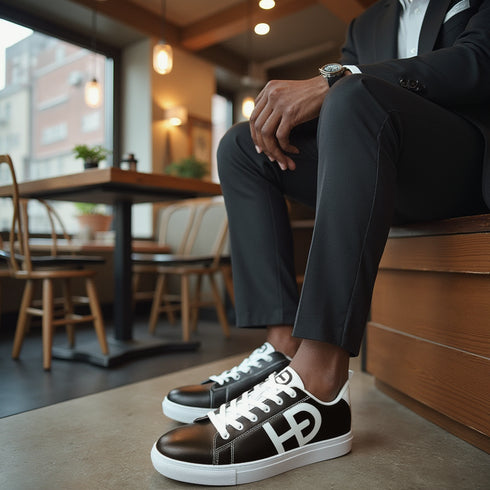 HEED NYC Men's Classic Black & White Vegan Leather Sneaker