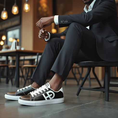 HEED NYC Men's Classic Black & White Vegan Leather Sneaker