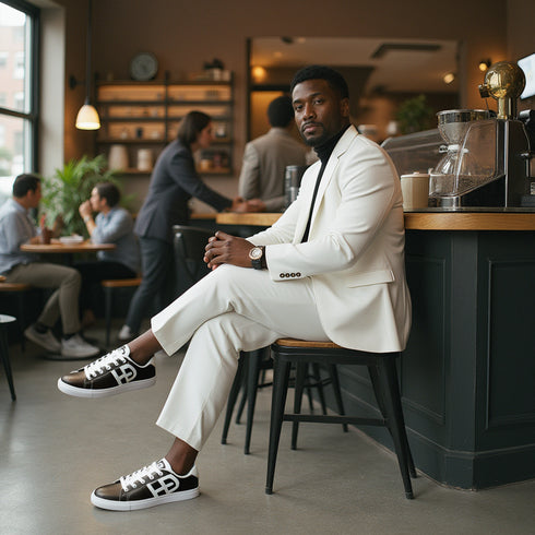 HEED NYC Men's Classic Black & White Vegan Leather Sneaker