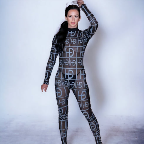 HEED NYC Women's Signature Black & White Tulle Jumpsuit