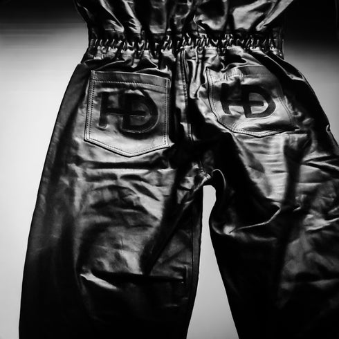HEED NYC Men's Black Leather Jumpsuit