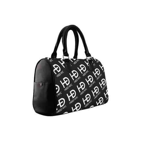 HEED NYC Classic Black & White Monogram Logo Boston Bag