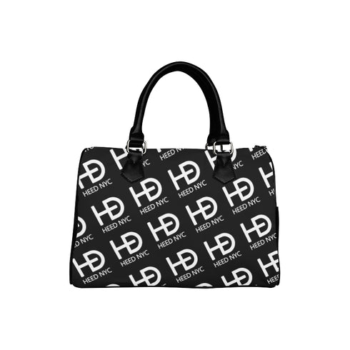 HEED NYC Classic Black & White Monogram Logo Boston Bag