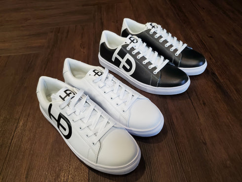 HEED NYC Women's Classic Black & White Vegan Leather Sneakers