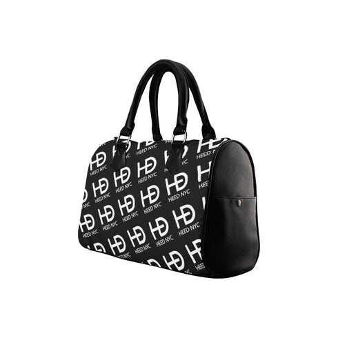 HEED NYC Classic Black & White Monogram Logo Boston Bag