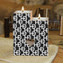 HEED DÉCORE WOODEN CANDLE HOLDER BLACK & WHITE MONOGRAM PRINT