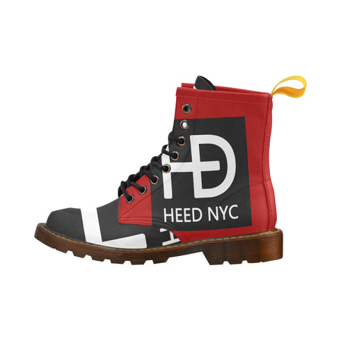 HEED NYC Red, White and Black High Grade Vegan Leather Martin Boot