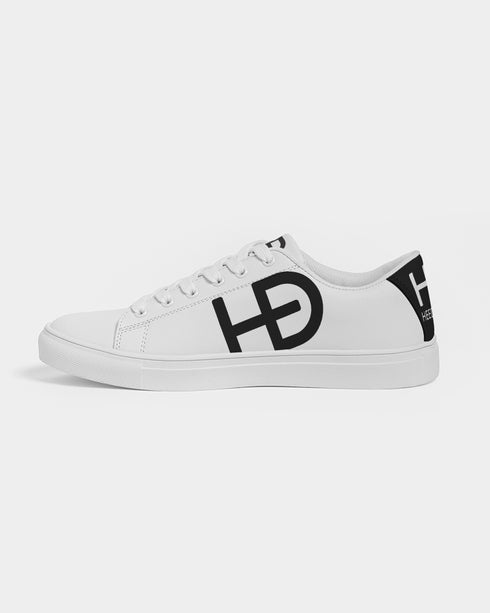 HEED NYC Women's Classic White with Black Heel Vegan Leather Sneaker