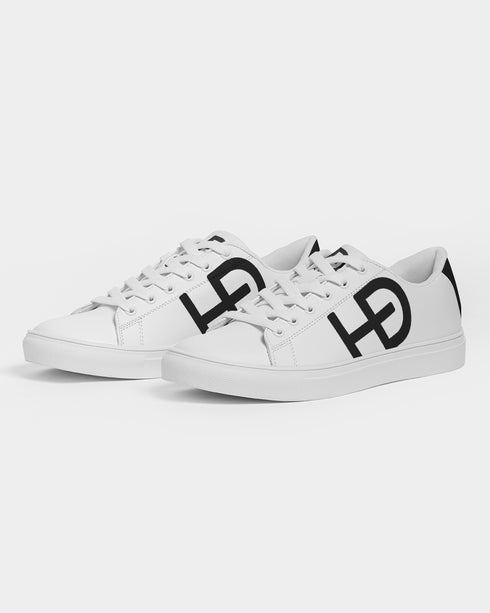 HEED NYC Women's Classic White with Black Heel Vegan Leather Sneaker