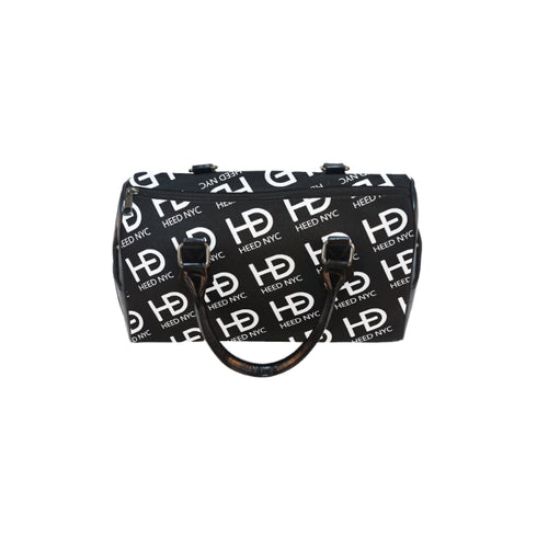 HEED NYC Classic Black & White Monogram Logo Boston Bag