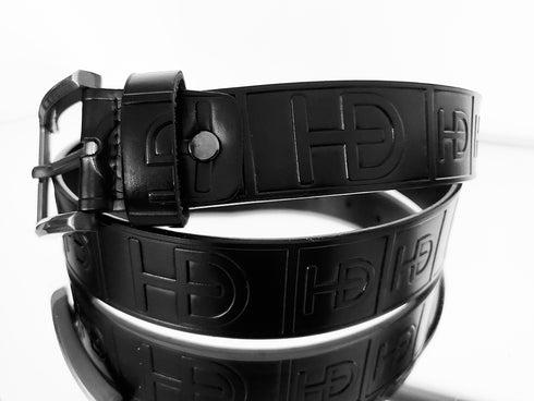 HEED NYC Classic Black Genuine Leather "HD" Embossed Belt