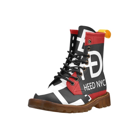 HEED NYC Red, White and Black High Grade Vegan Leather Martin Boot