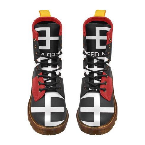 HEED NYC Red, White and Black High Grade Vegan Leather Martin Boot