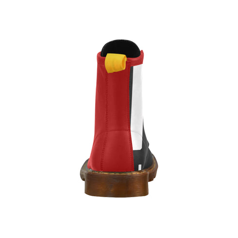 HEED NYC Red, White and Black High Grade Vegan Leather Martin Boot