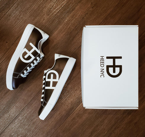 HEED NYC Women's Black & White Sneaker & Mini Duffle Bag Combo