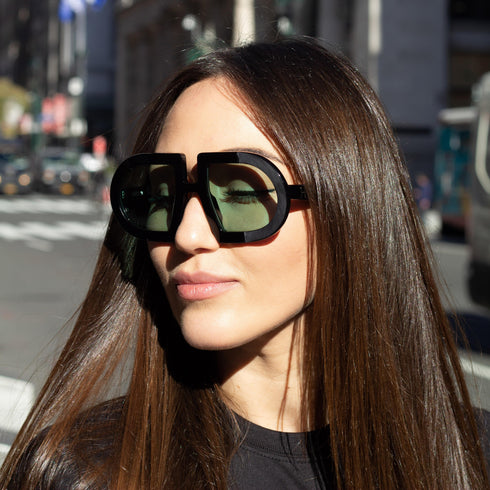 HEED NYC Luxury Black Frame "Green Tint" Eyewear