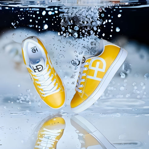 HEED NYC Women's Cab Yellow Vegan Leather Sneaker