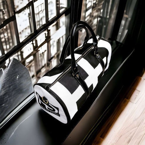 HEED NYC Classic Black & White Large Monogram Logo Large Duffle Bag