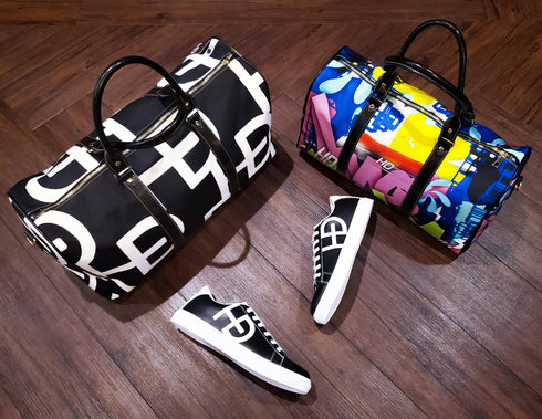 HEED NYC YAYA Black & White Large Logo Mini Duffle Bag
