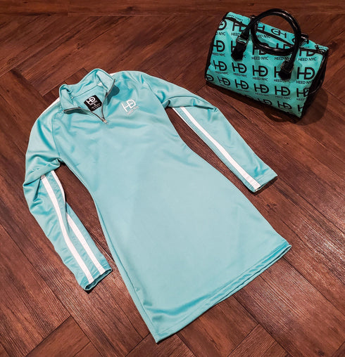 HEED NYC Classic Women's Tiffany Blue & White Track Dress