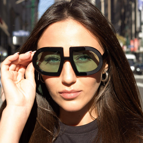 HEED NYC Luxury Black Frame "Green Tint" Eyewear
