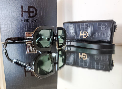 HEED NYC Luxury Black Frame "Green Tint" Eyewear