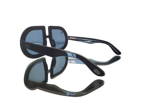 HEED NYC Luxury Black Frame "Blue Tint" Eyewear