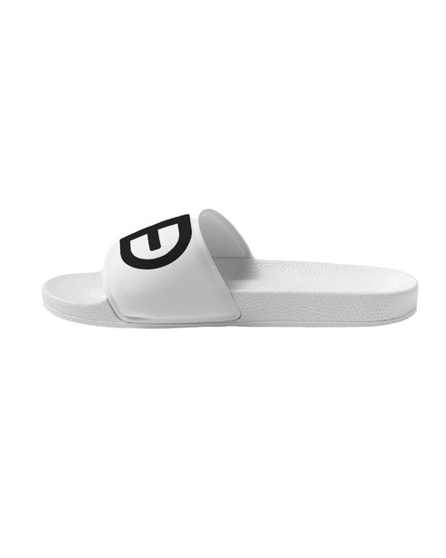 HEED NYC Men's Faux Leather White Slide Sandals