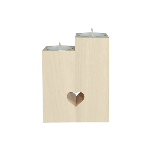 HEED DÉCORE WOODEN CANDLE HOLDER WITH WHITE MONOGRAM PRINT