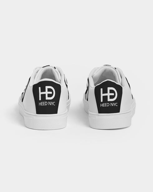 HEED NYC Women's Classic White with Black Heel Vegan Leather Sneaker