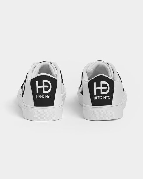 HEED NYC Men's Classic White with Black Heel Vegan Leather Sneaker