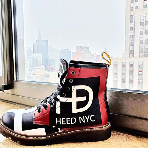 HEED NYC Red, White and Black High Grade Vegan Leather Martin Boot